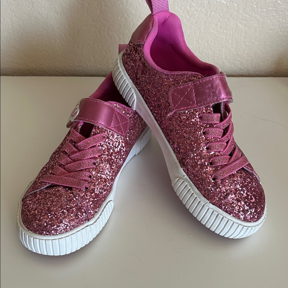 H&M Barbie Sparkling Pink Sneakers Size 13.5 Hook and Loop Closure - Picture 3 of 14